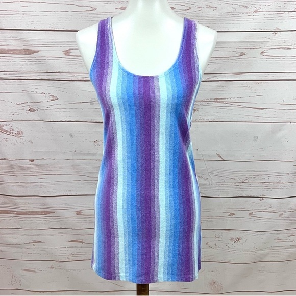 Urban Outfitters Ecote Ombre Striped Terrycloth Mini Tank Dress Swim Cover - Picture 1 of 8